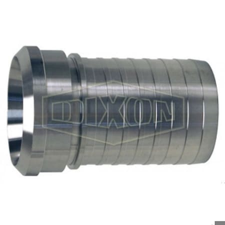 Dixon Sanitary Crimp Stem, 1-1/2 in Nominal, Female Beveled Seat x Hose Shank End Style, 316 SS, Domestic CBSR150